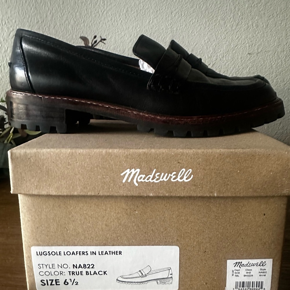Madewell Women's Black Leather Lugsole Loafer